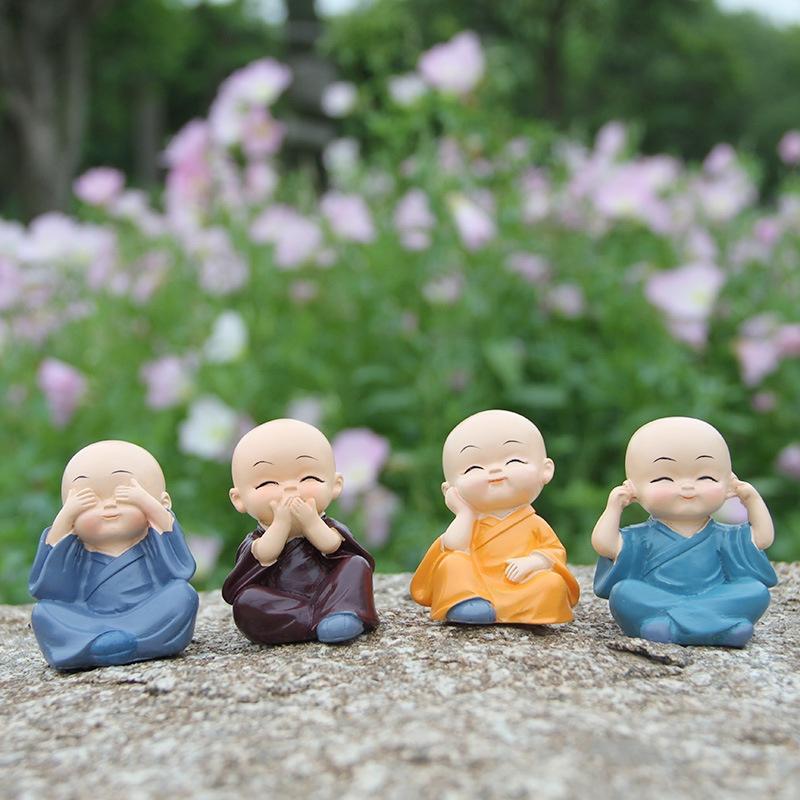 Bộ tượng 4 chú tiểu Tứ không - Bộ 4 tượng chủ tiểu trang trí bàn làm việc