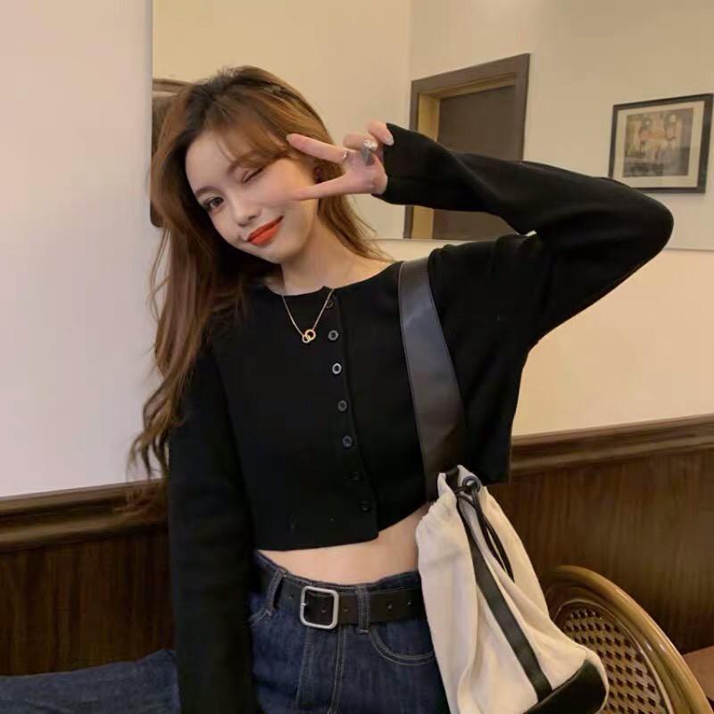 Áo Croptop nữ dài tay chất thun gân co dãn, thoáng mát phong cách Ulzzang Girl Hàn Quốc