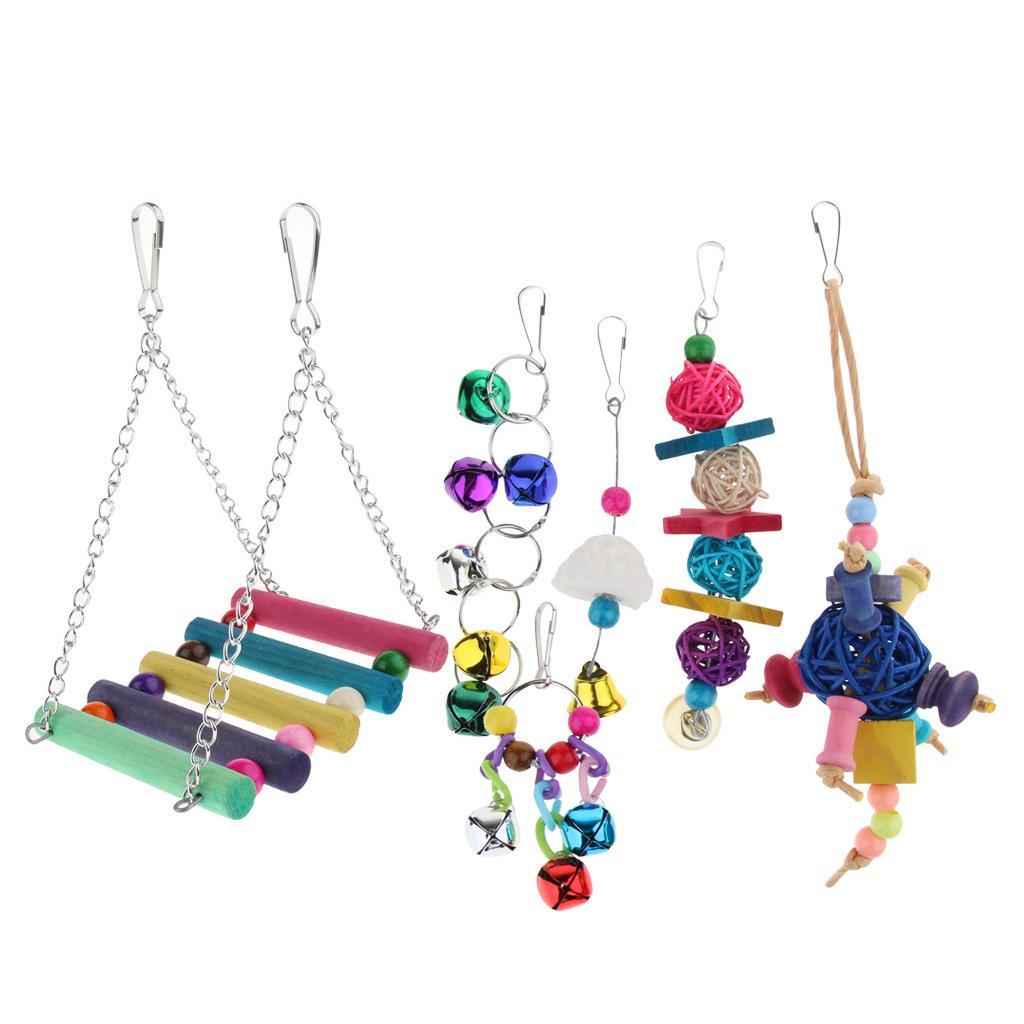 6PCS Parakeet Bird Toys Parrot Perches Swing