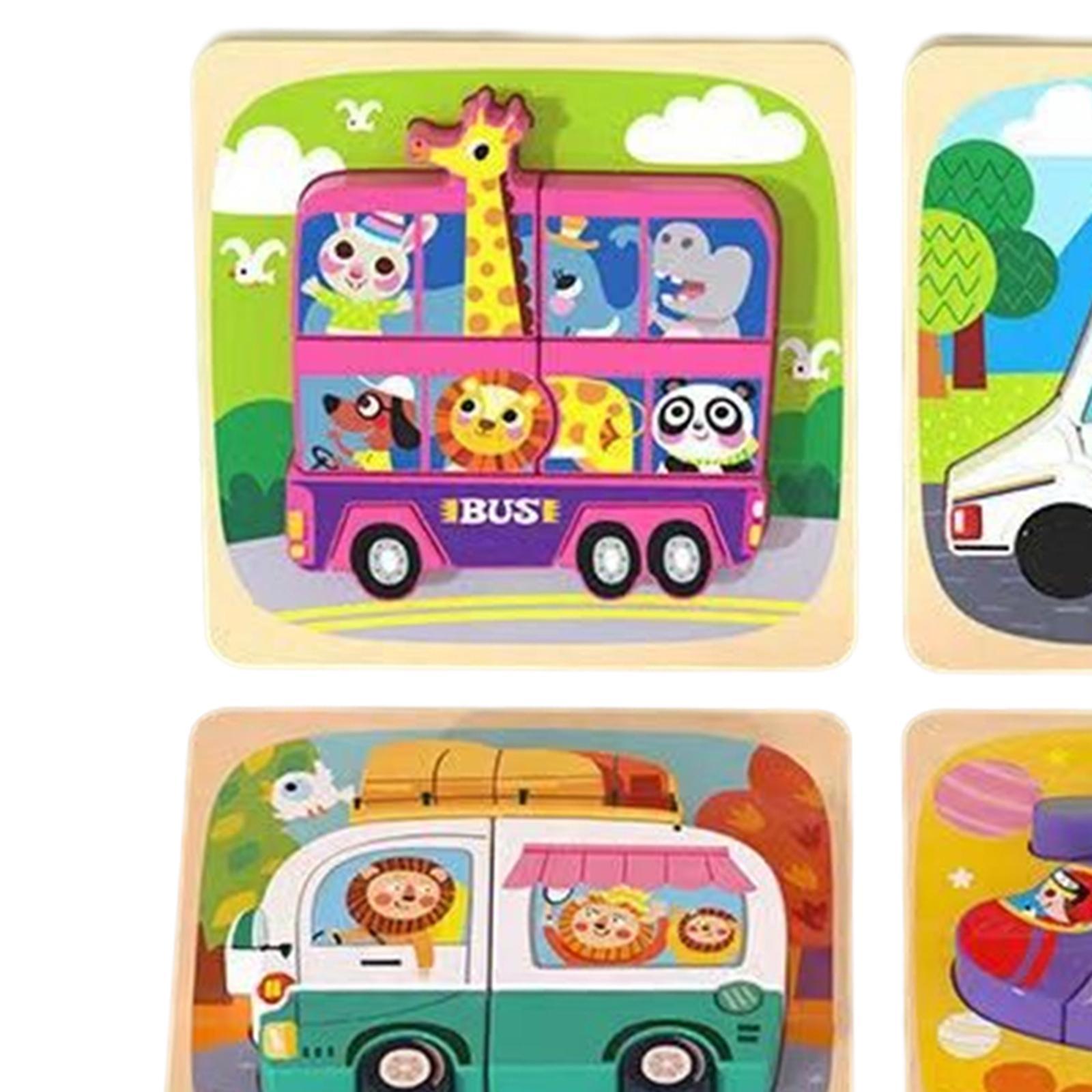 4Pcs Montessori Wooden Puzzle Toy Educational Sensory Learning Toy for Girls