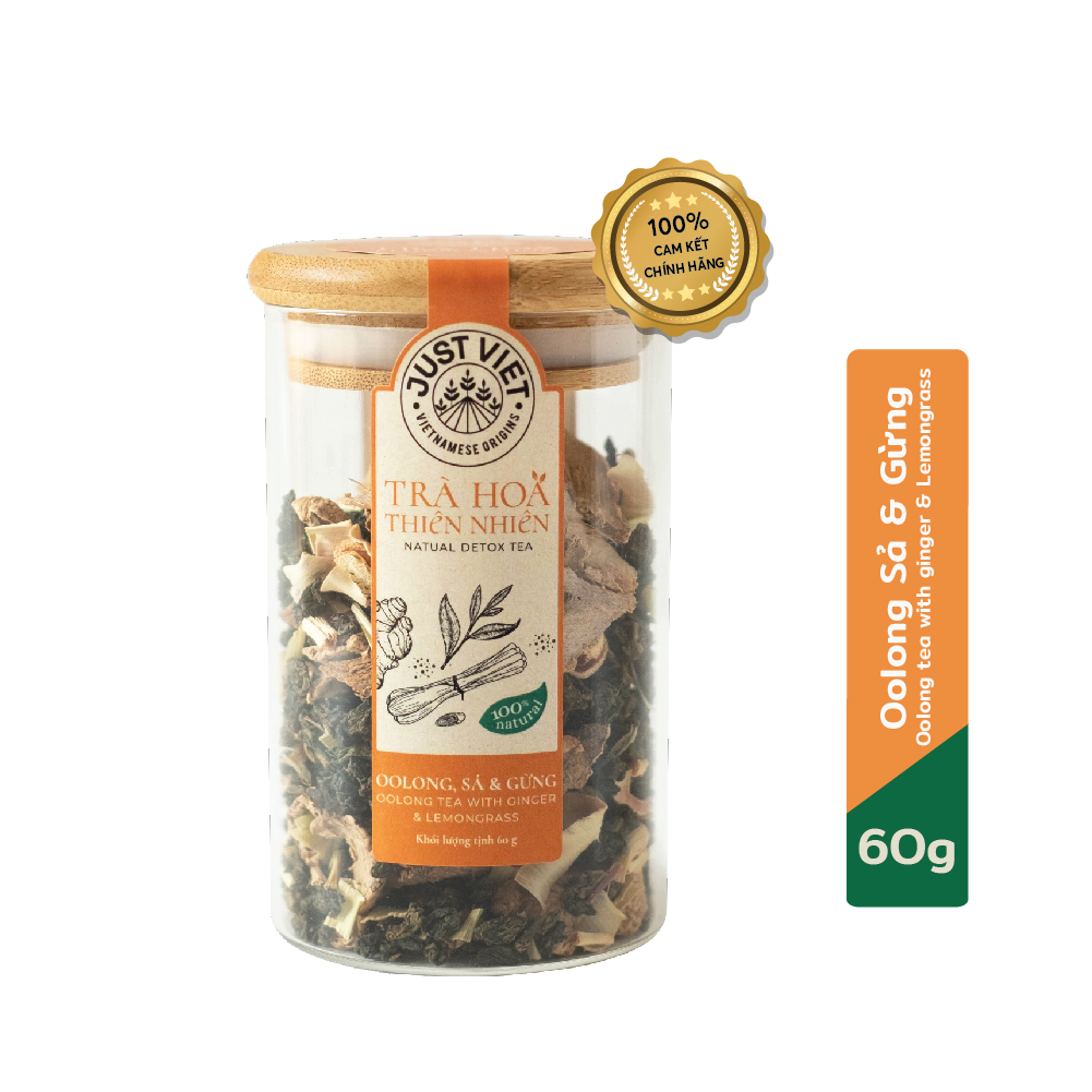 Trà Hoa Thiên Nhiên Detox Just Viet - Oolong Sả Gừng Sấy - Thanh Lọc - Tốt Cho Sức Khỏe