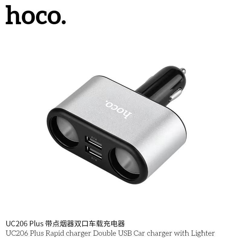 Tẩu sạc nhanh oto 4 cổng Hoco UC206 plus - cốc sạc 4 in 1 2 cổng usb 2 cổng chia trên ô tô xe hơi - hàng chính hãng