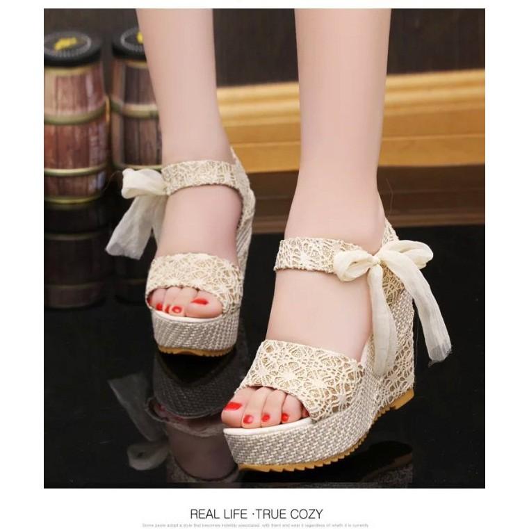 Sandal Đế Xuồng Thắt Nơ xinh xắn