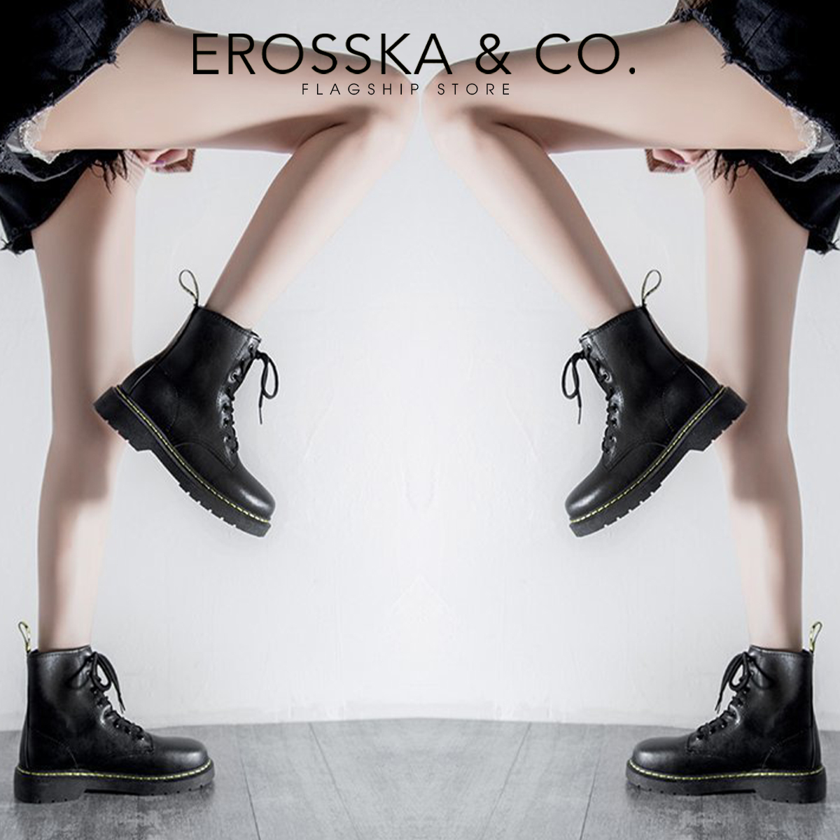 Erosska - Giày boot nữ kiểu dáng basic cổ cao phong cách năng động - GB012