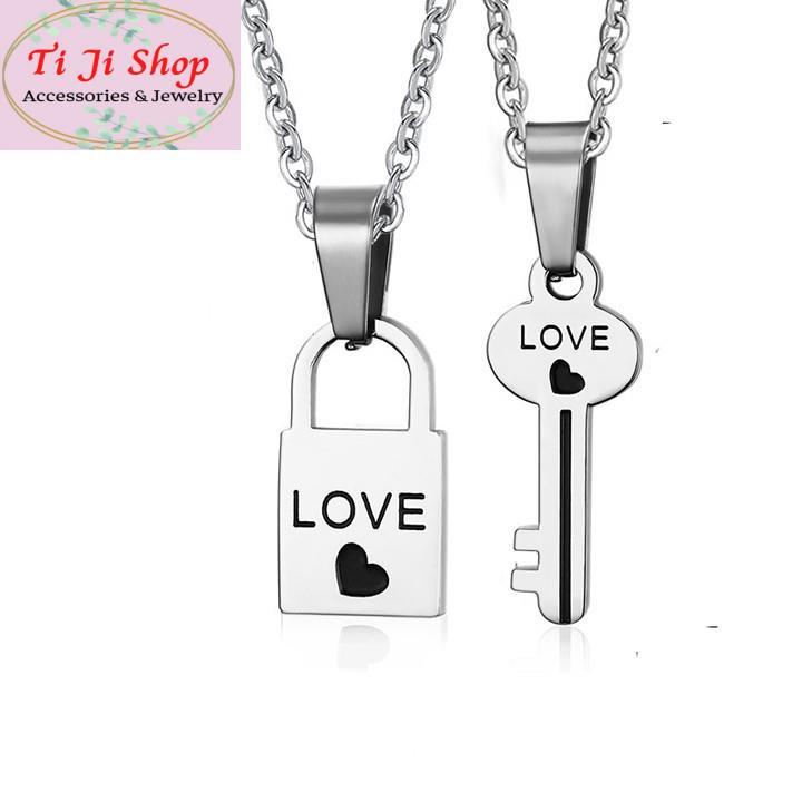 DÂY CHUYỀN, VÒNG CỔ CẶP ĐÔI INOX Ổ CHÌA KHÓA MC248 siêu đẹp, chuẩn thời trang