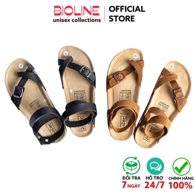 Dép birken da bò thật Bioline dép đế trấu xỏ ngón quai hậu cao cổ mã BO16 - Bioline Official