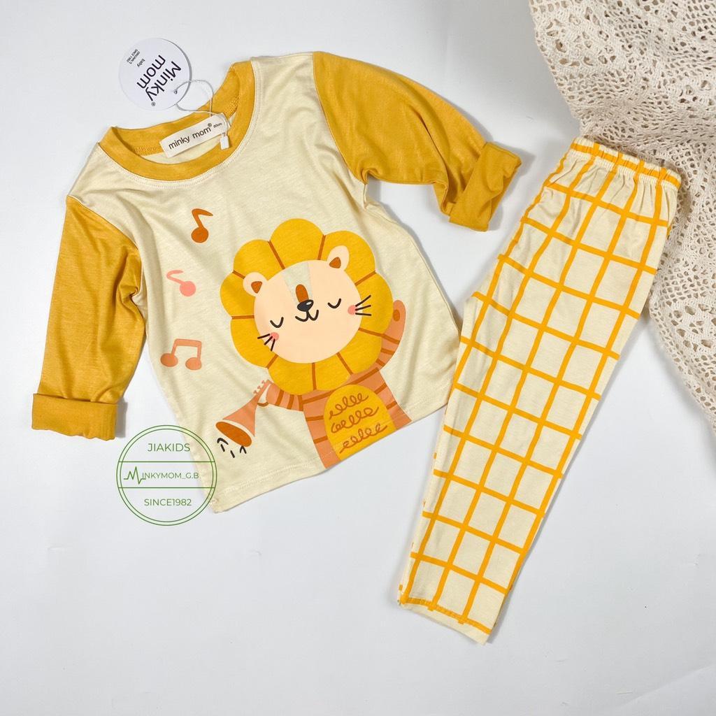 Bộ tay dài thun lạnh minky mom phối quần caro dễ thương, đáng yêu cho bé trai, bé gái 7-28kg