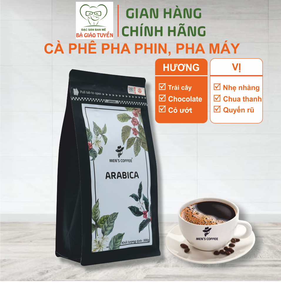 1kg Cà Phê Men's Coffee Dòng ARABICA Thượng Hạng Cầu Đất – Lâm Đồng. Vị Chua Thanh, Nhẹ Nhàng, Mùi Thơn Quyến Rũ