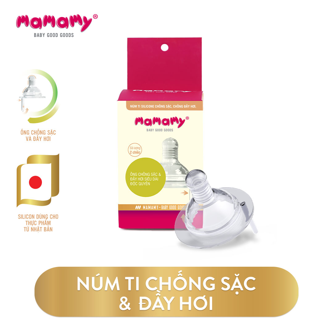Núm ti Silicone chống sặc, chống đầy hơi Mamamy