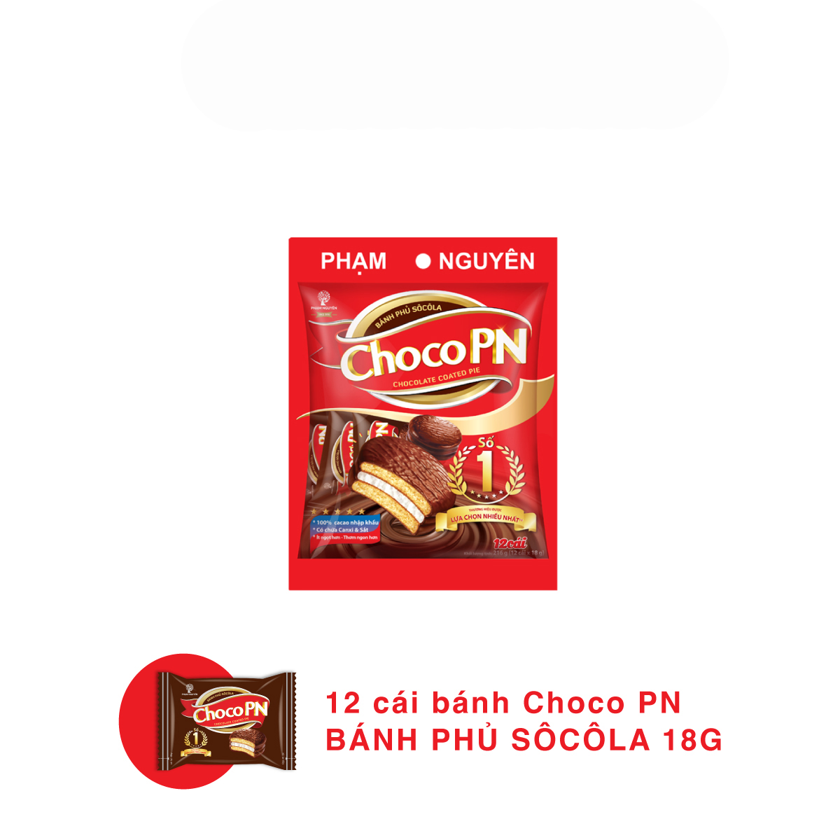 Bánh Choco PN - Thương hiệu số một 216 (Túi 18g x 12cái)