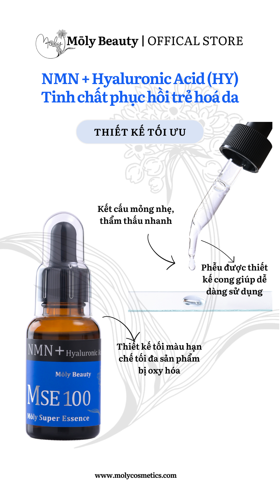 MSE100 Super Essence HY - Tinh chất phục hồi trẻ hóa da NMN+HY 30ml - Mōly Beauty