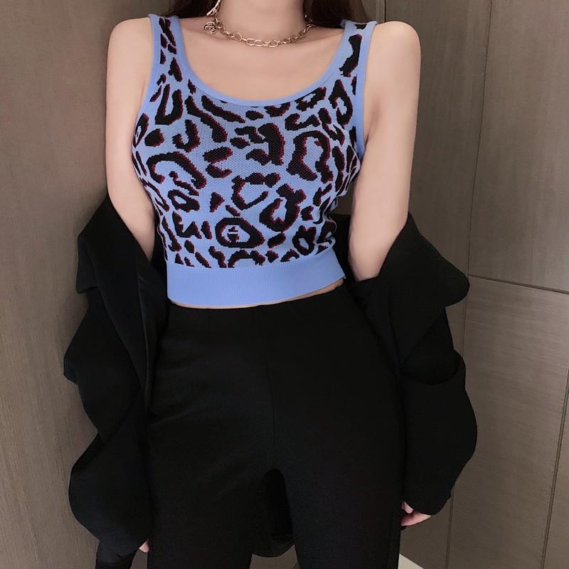 Áo Hai Dây Cổ Vuông Họa Tiết Da Báo Quyến Rũ Cho Nữ