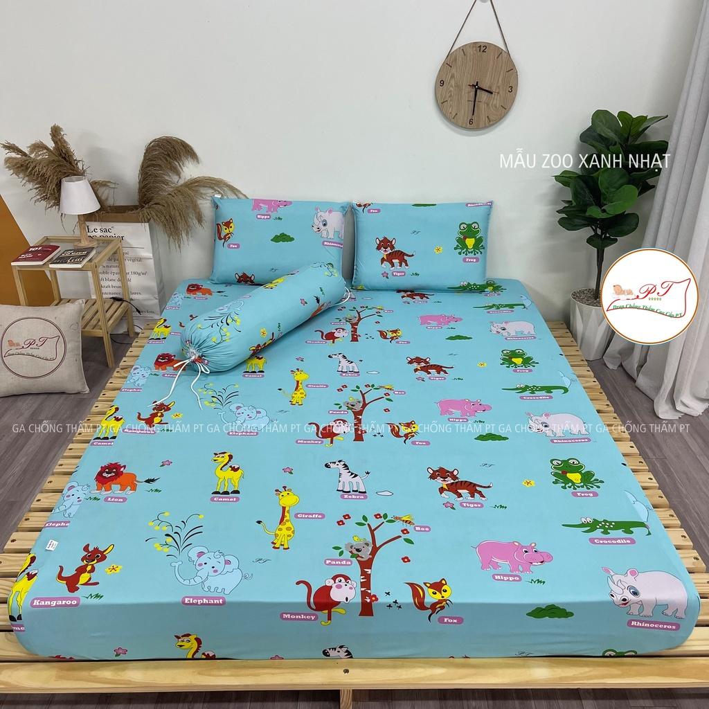 Ga chống thấm cho bé cotton cao cấp PT chính hãng, drap chống thấm nước bảo vệ đệm nằm trực tiếp không nóng bí (zoo nhạt