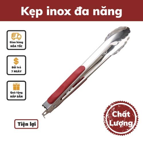 Kẹp gắp thức ăn INOX thép không gỉ kẹp đa năng gắp đá, đồ ăn tiện lợi có bọc nhựa an toàn tiện dụng bảo hành 1 đổi 1