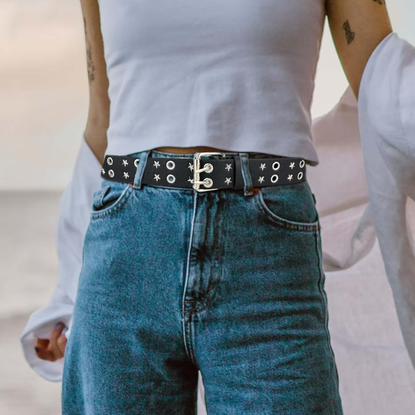 Women Men Punk Belt  Grommet Gothic Decorative Belt Jeans Waist Belt