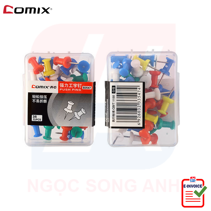 Combo 02 hộp đinh ghim mũ nhựa Comix B3547