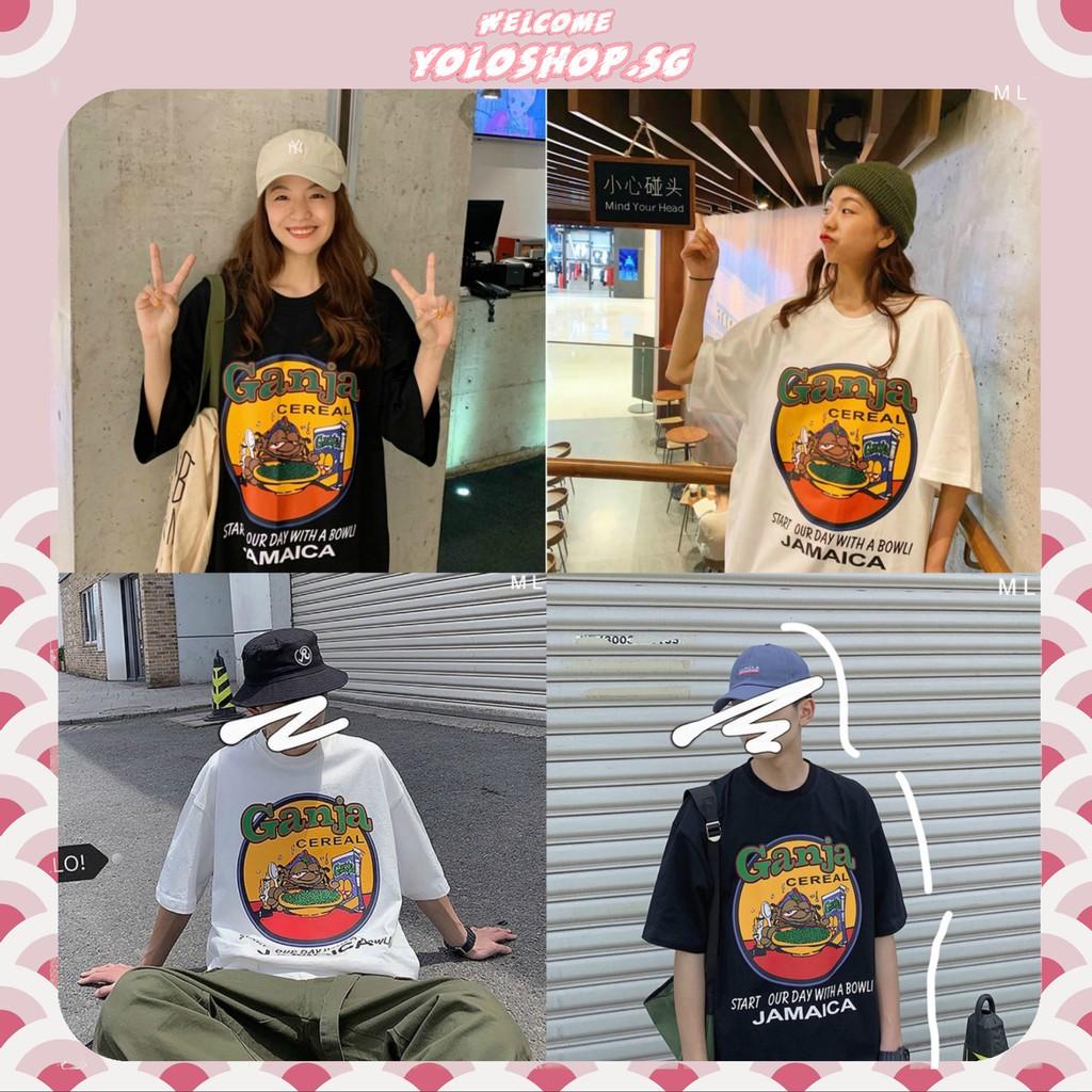 Áo thun tay lỡ GANJA form rộng ulzzang couple nam nữ UNISEX