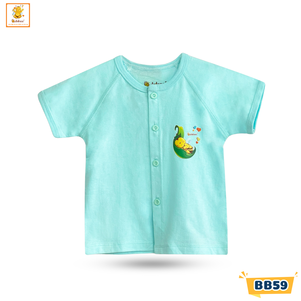Áo sơ sinh Babiboo áo ngắn tay cho bé cotton 2 chiều BB59