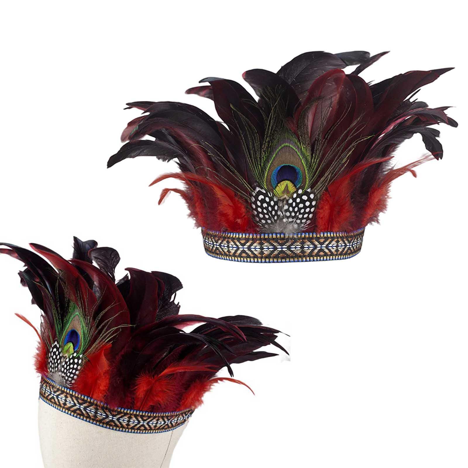2 Pieces Feather Couple National Style Headpiece for Party Halloween Adults