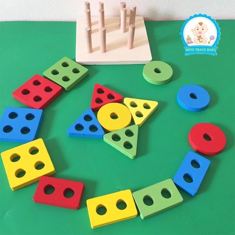 Đồ Chơi Montessori Bảng chuỗi Thả Hình Bằng Gỗ, Đồ Chơi Giáo Dục