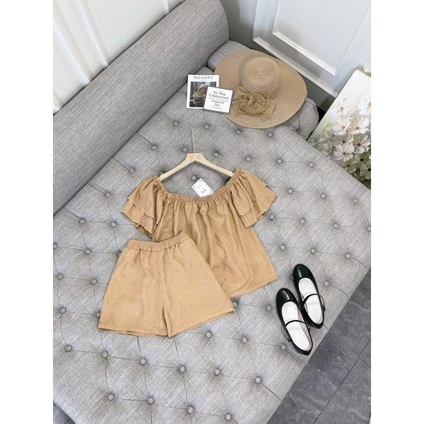 Sét áo trễ vai mix quần short