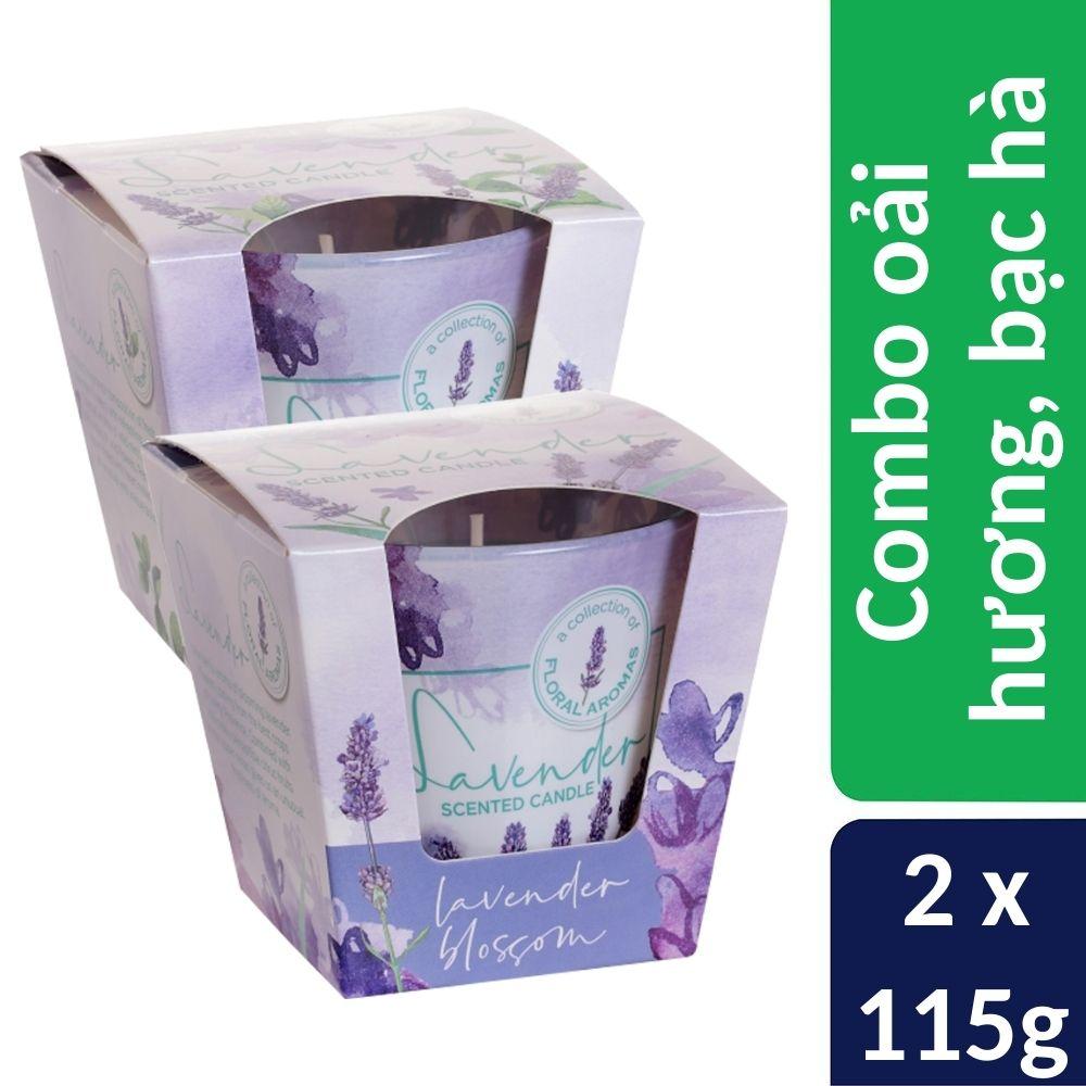 Combo 2 ly nến thơm Bartek nhập khẩu Châu Âu Lavender 115g - oải hương, bạc hà