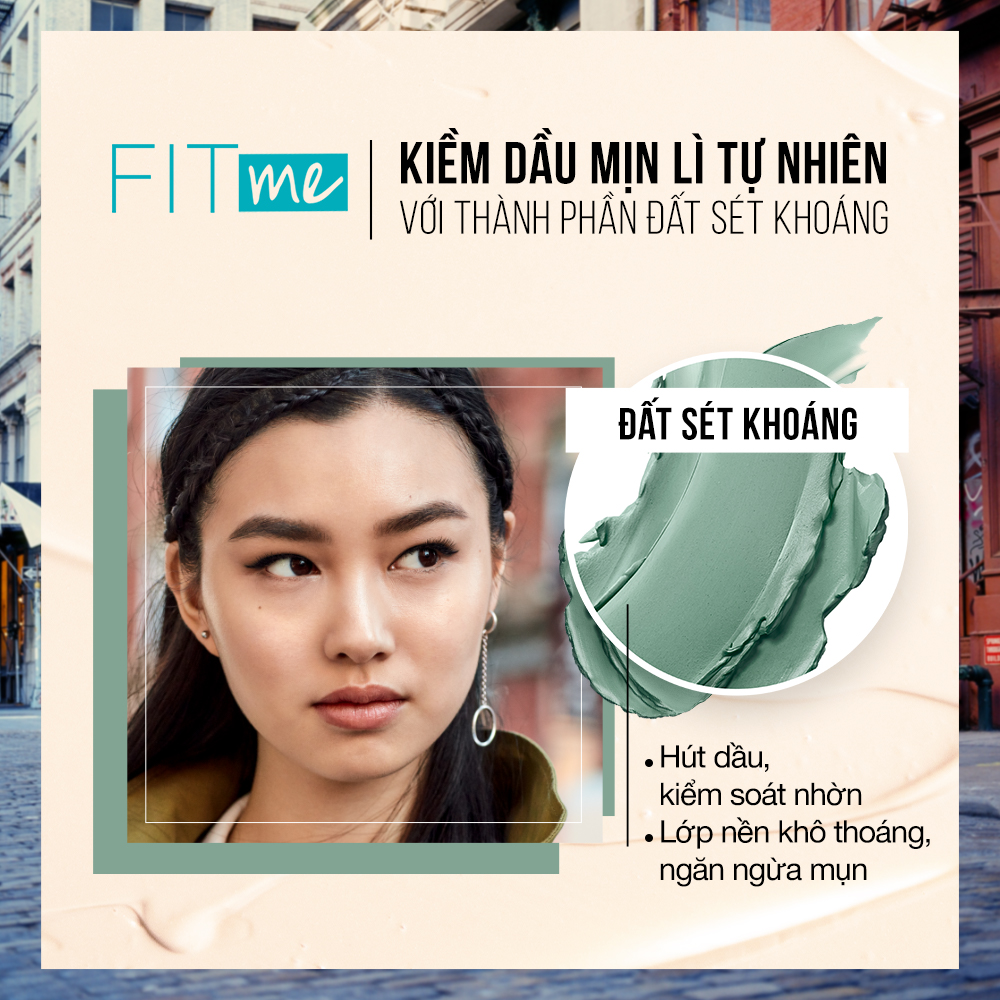 Kem Nền Mịn Nhẹ Kiềm Dầu Fit Me Maybelline New York Matte Poreless Foundation 30ml