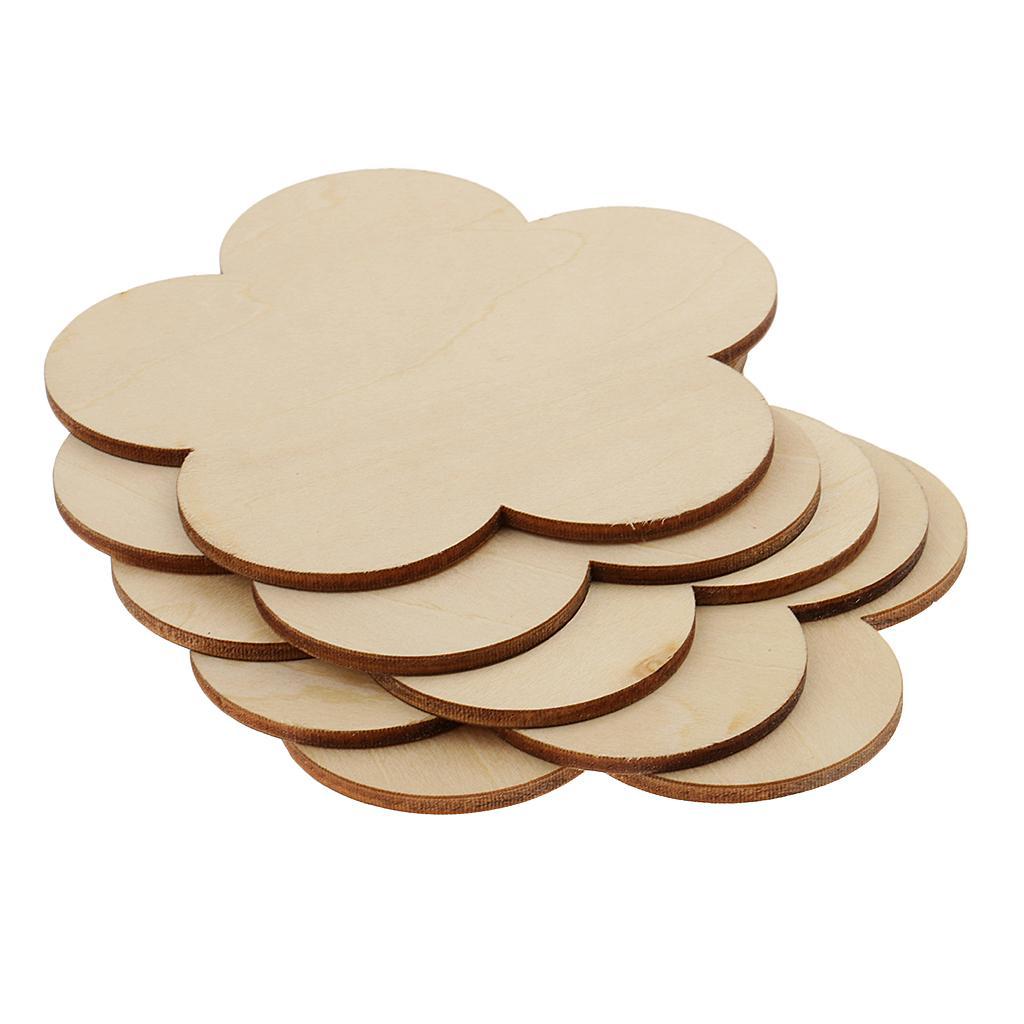 35x Flower Shape MDF Blank Wooden Plaque for Model Building Craft 30/100mm