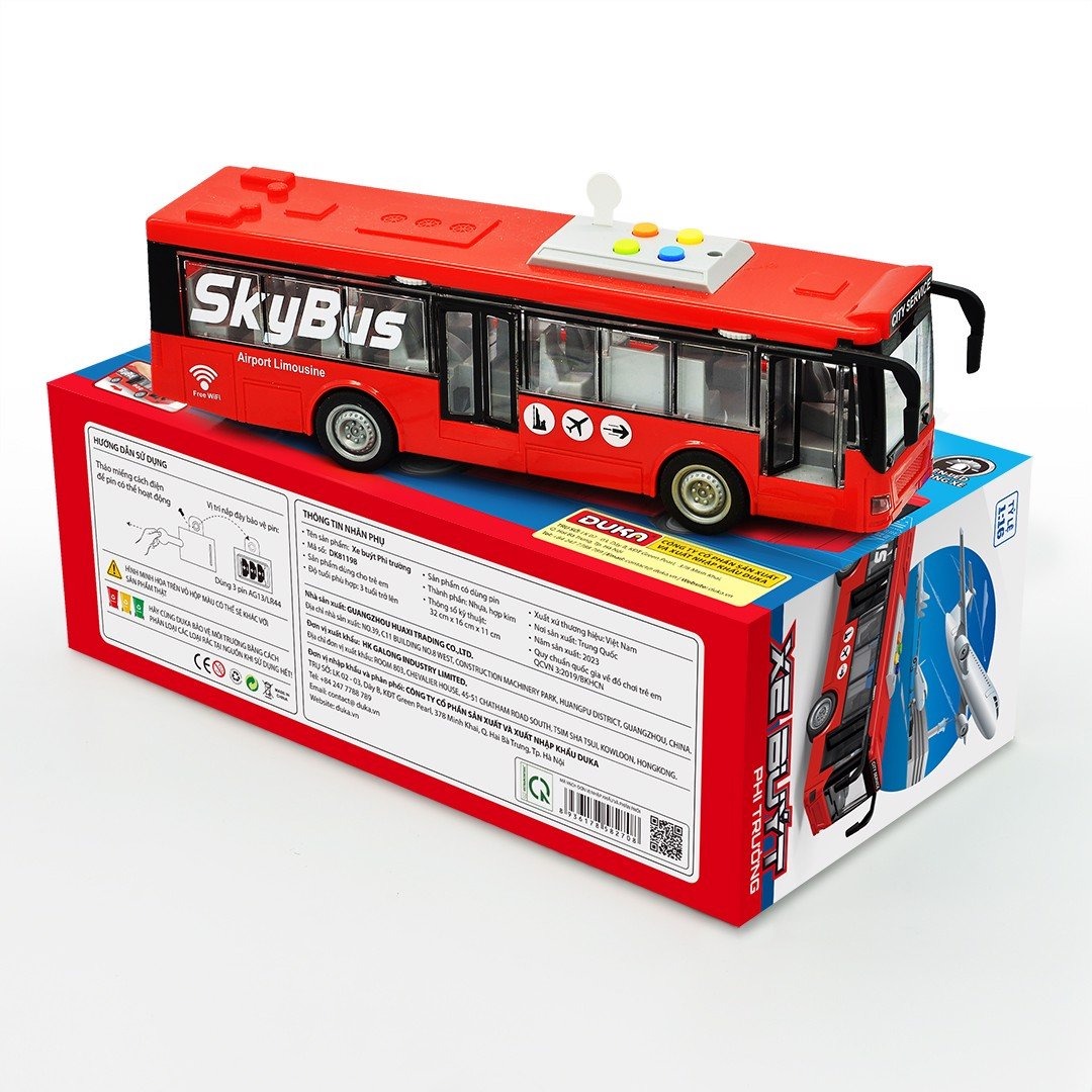 Đồ Chơi Duka: Xe Buýt Phi Trường (Màu Đỏ) DK81198