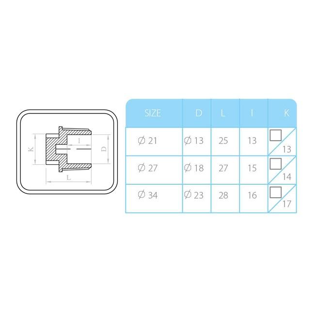 10 cái Bít ren ngoài, răng ngoài PVC 21, 27, 34