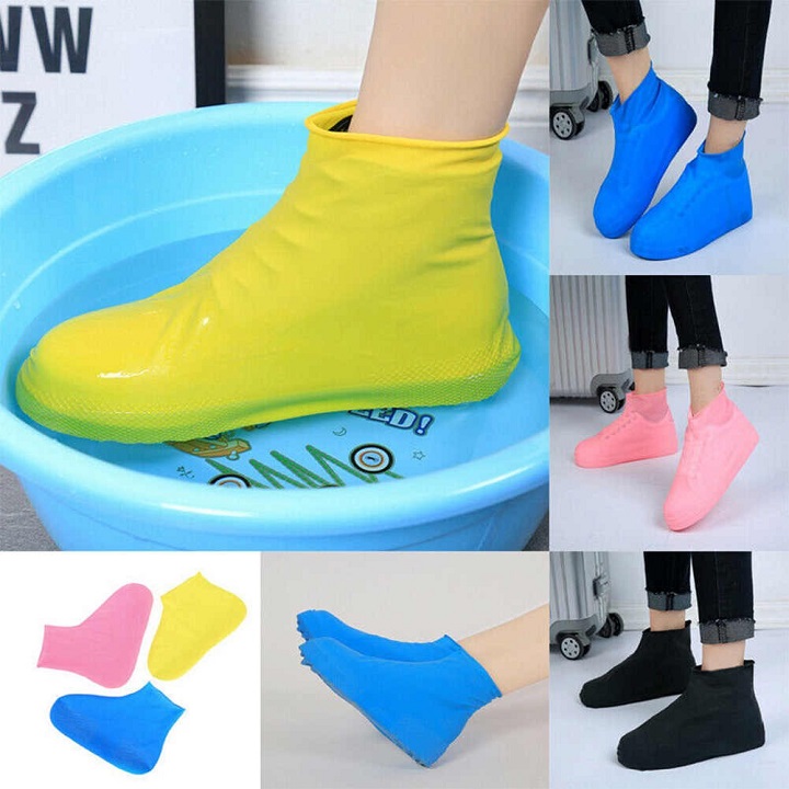 Hình ảnh Vỏ Bọc Giày Đi Mưa Bằng Cao Su Silicon Dẻo Chống Trượt Chống Thấm Nước/ Latex waterproof Shoe cover, Tái Sử Dụng, Ủng Bọc Giày, bao Giày Đi phượt, du lịch