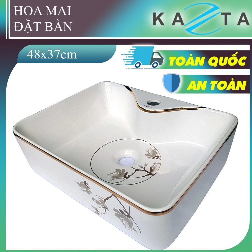 Lavabo Đặt Bàn Chữ Nhật Hoa Mai KAZTA KZ-CL2442