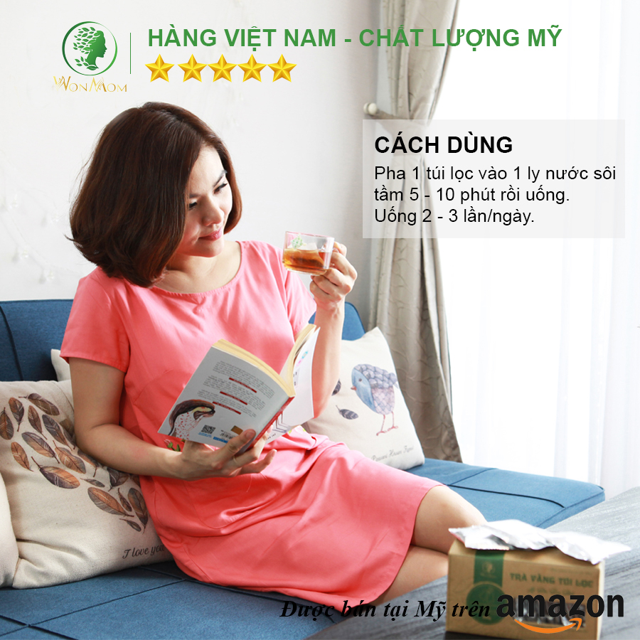 Trà vằng túi lọc lợi sữa, nhanh lấy lại vóc dáng sau sinh Wonmom 40gr ( 20 Túi/Hộp )