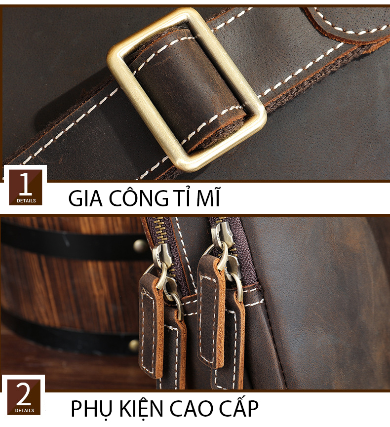 Túi đeo chéo nam DA BÒ THẬT – BEE GEE DCN9345