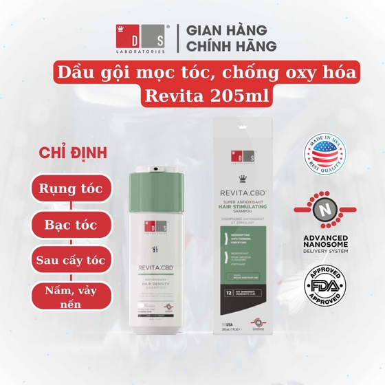 Dầu gội kích thích mọc tóc, chống oxy hóa ds laboratories Revita CBD 205ml