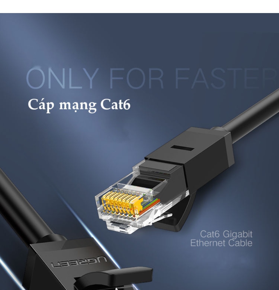 Cáp mạng 2 đầu đúc sẵn Cat6 UTP 26AWG UGREEN NW102 20170 dài 50M - Hàng chính hãng