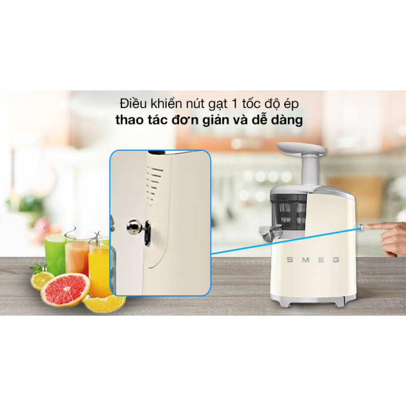 Máy ép chậm Smeg màu kem SJF01CREU - Hàng chính hãng