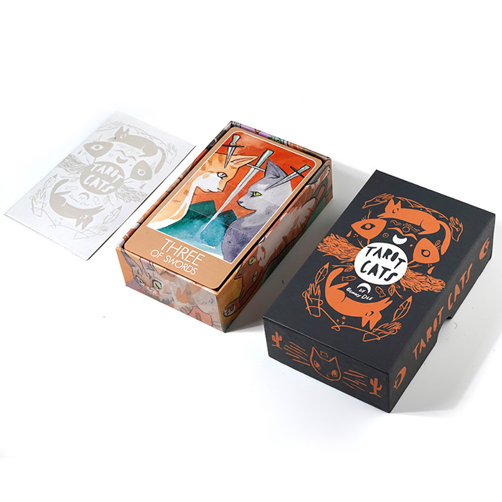 [Mạ Cạnh Size Gốc] Bộ Bài Tarot Cats 78 Lá Bài 7x12 Cm Đá Thanh Tẩy