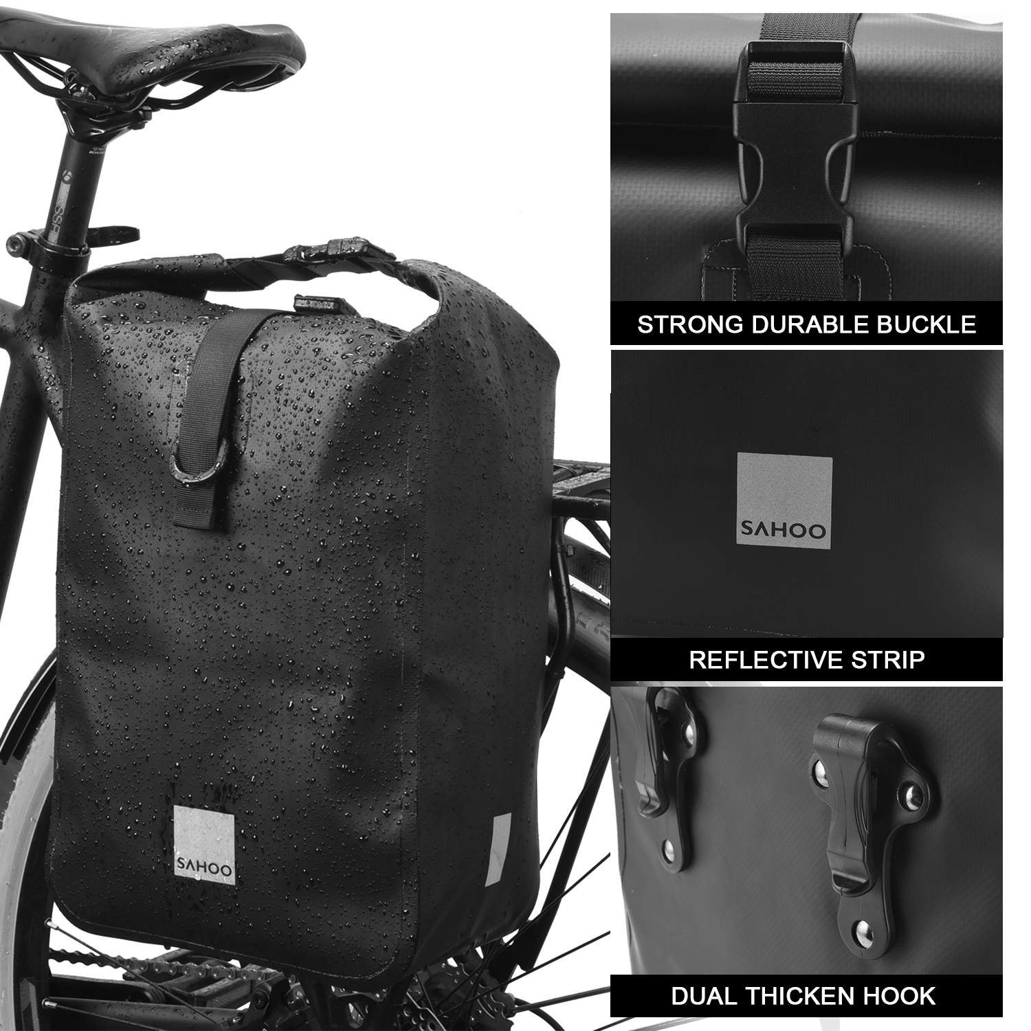 Túi đựng đồ có sức chứa lớn cho yên sau xe đạp, chất liệu vải chống thấm nước