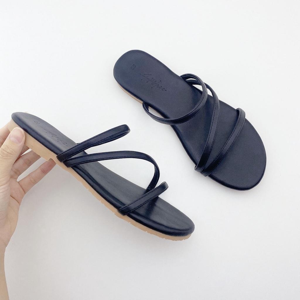 Dép sandal nữ đẹp thời trang đi biển đế bệt dây mảnh quai ngang chính hãng S027