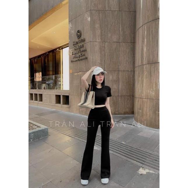 TBL-TASA Set bộ áo thun gân thể thao quần dài cực đẹp thời trang nữ dạo phố dự tiệc (xám, đen,hồng)