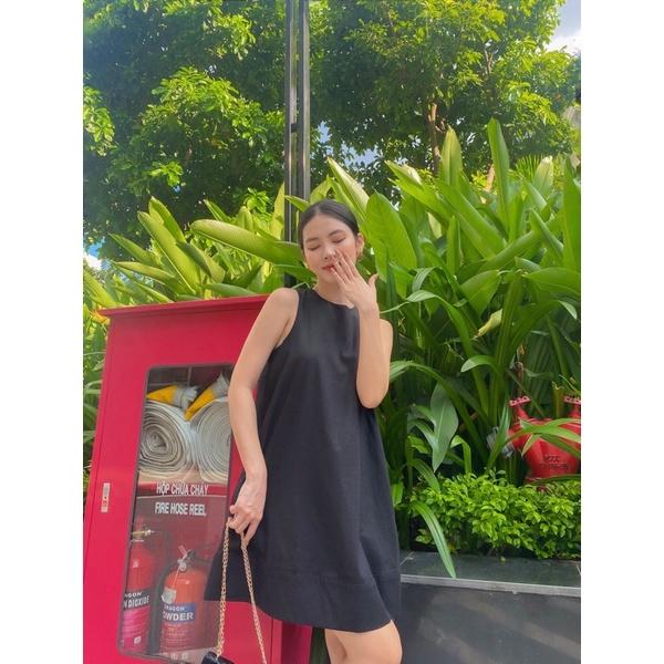Đầm suông dáng A có túi 2 bên chất linen cao cấp 2 màu đen trắng