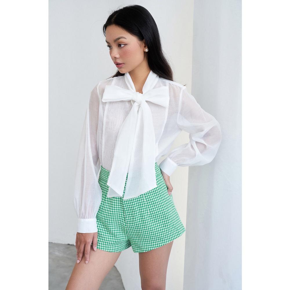 DOTTIE - Áo sơmi cột nơ vải organza nữ T0591