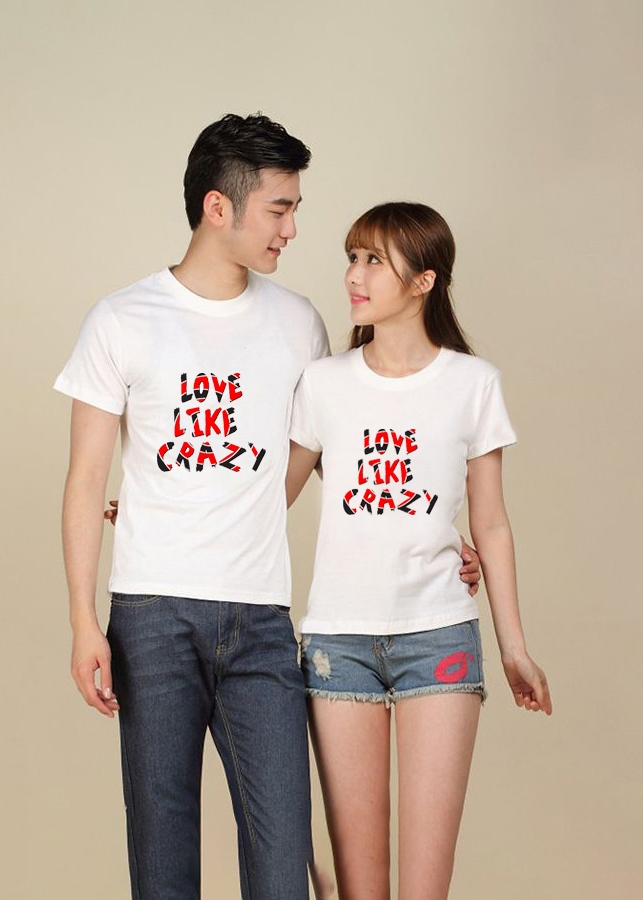 Bộ Áo Thun Đôi Love Like Crazy Màu Trắng Nam Nữ