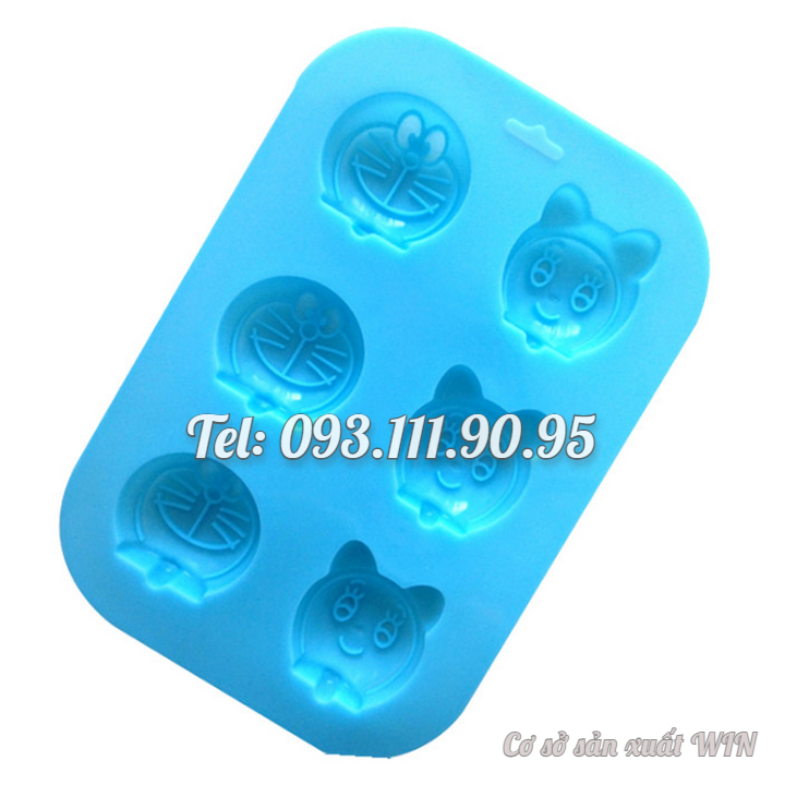 Khuôn silicon làm bánh, rau câu, socola 6 Doremon, Doremi – Mã số 1288
