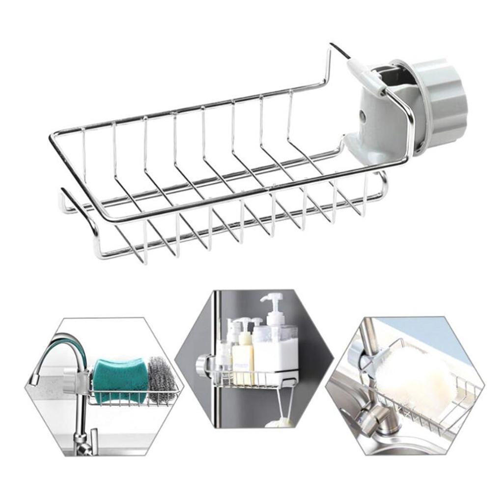 Faucet Shelf Bathroom Soap Scrubber Sponge Holder Storage Organizer Rack