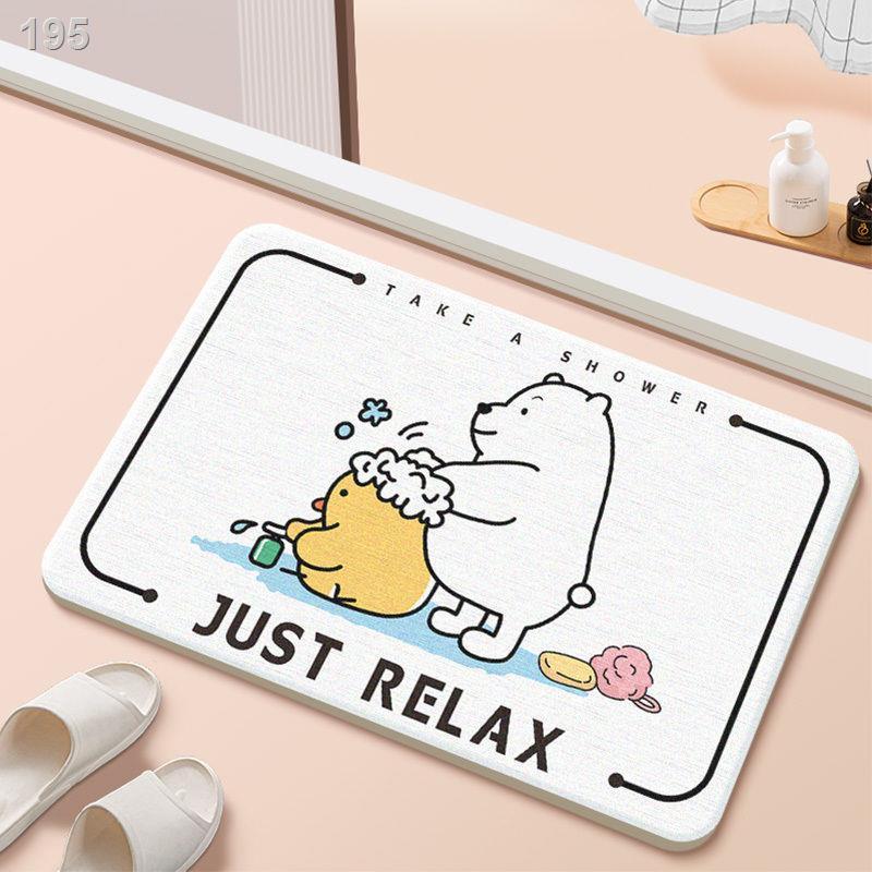 Phim hoạt hình phòng tắm tảo cát thấm bùn thảm sàn nhà vệ sinh cửa khô nhanh chống trượt