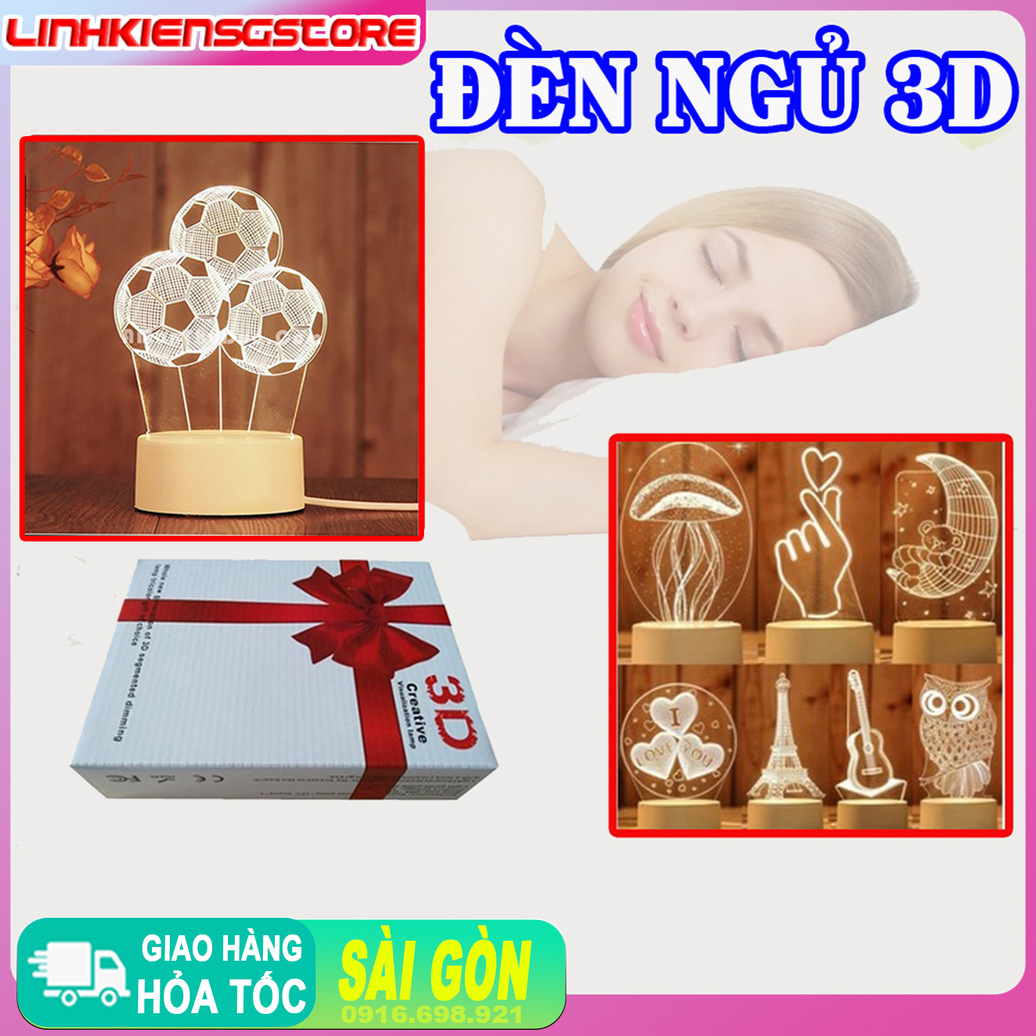 CHỌN MẪU Đèn ngủ 3D - Đèn ngủ 3D, led 3D,đèn trang trí để bàn trang trí phòng ngủ