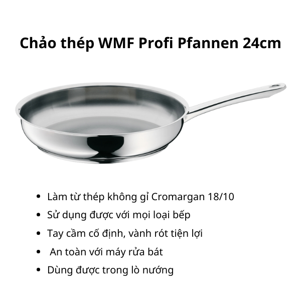 Bộ nồi chảo WMF Diadem Plus 2 món đáy từ 3 lớp cao cấp (nồi cao size 20cm + chảo thép size 24cm) - 0730426040