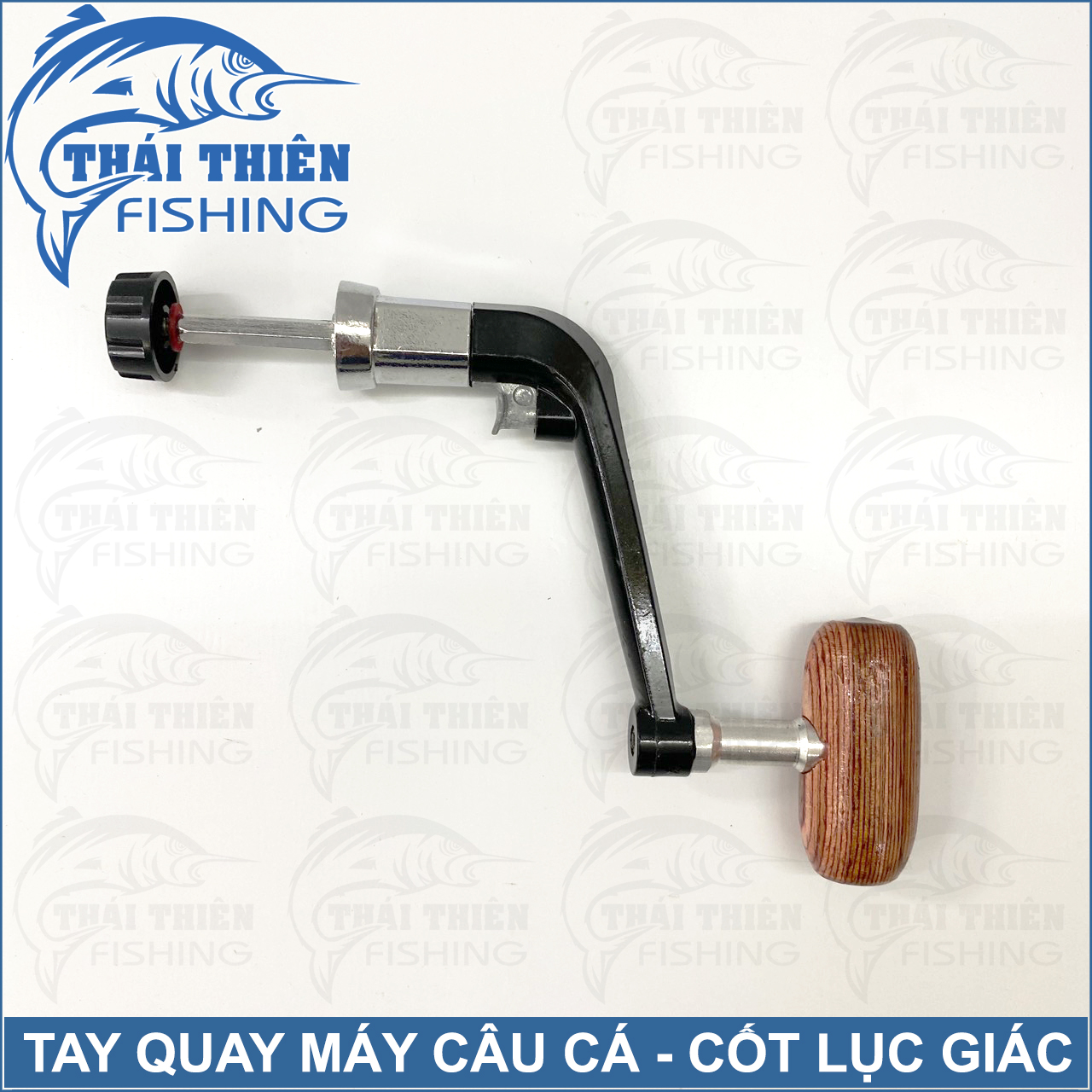 Tay Quay Máy Câu Cá Nhựa Núm Gỗ Gập Gọn Cốt Lục Giác Nhỏ